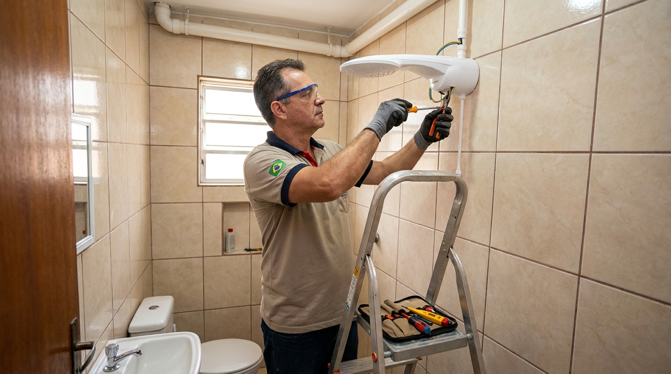 Substituição de Chuveiro Antigo em Petrópolis‑RJ